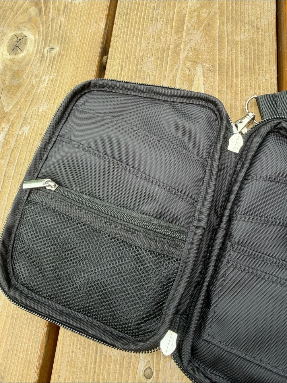 Black RFID-Blocking Wristlet Wallet with Detachable Strap